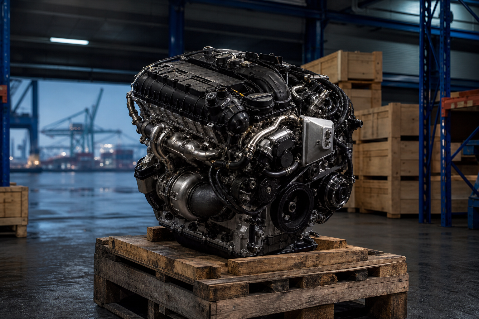 BMW X5 diesel engine on crate — new strategic homepage visual